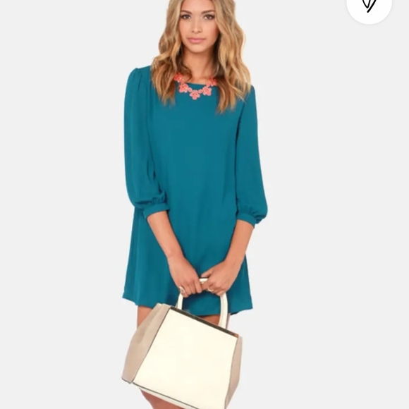 Love Culture Teal Green Shift Dress size Small - Picture 2 of 8